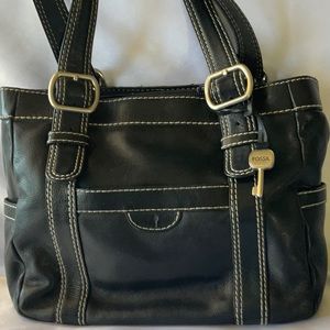 Fossil Black Soft Leather Satchel Shoulder Bag